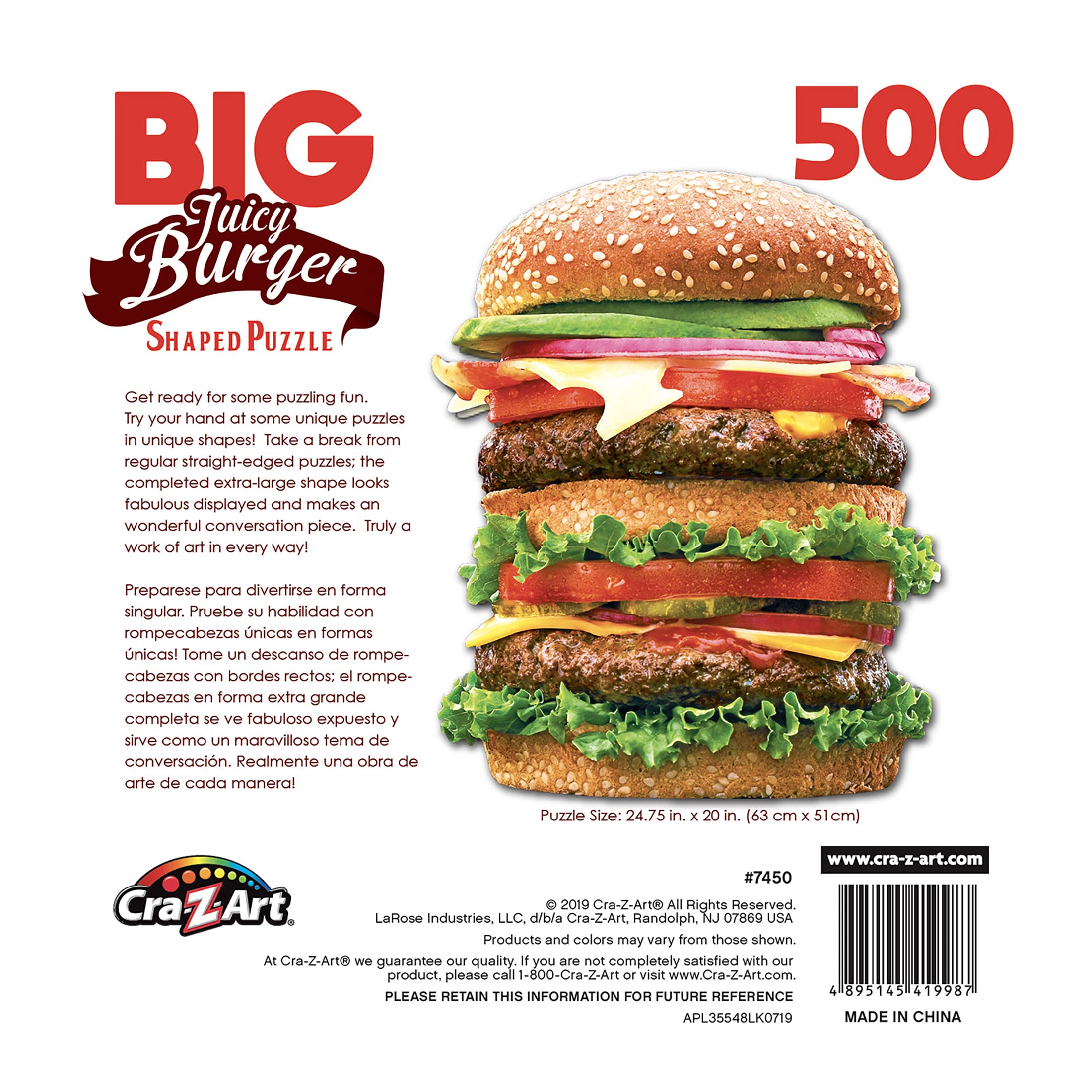 Amazon.com: RoseArt - Big Shaped - Juicy Burger - 500 Piece